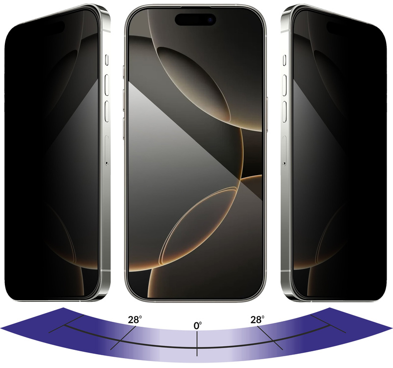 moVear mBOX GLASS mSHIELD 2.5D MAX privacy for Apple iPhone 17 Pro / 17 / 16 Pro (6.3") (Anti spy, with Applicator)