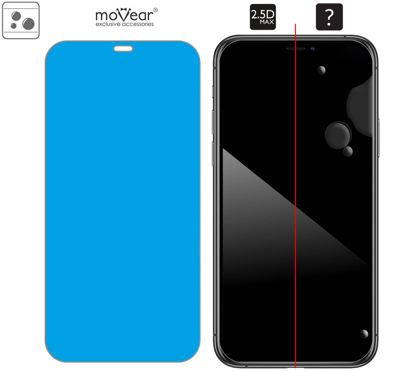 2 pcs. | moVear GLASS mSHIELD 2.5D MAX for Apple iPhone 11 Pro / Xs / X (5.8") (case friendly)
