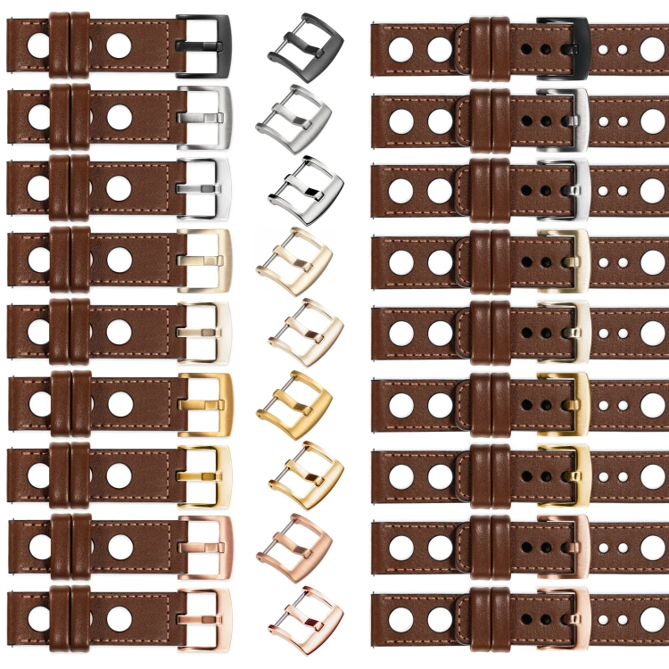 moVear Prestige R1 18mm leather watch strap | Dark brown, Dark brown stitching [sizes XS-XXL and buckle to choose from]