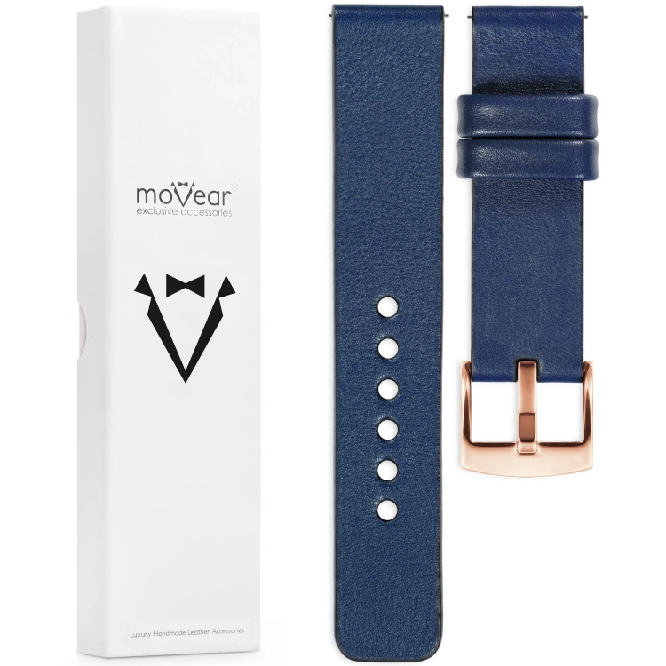 moVear Prestige S1 18mm Leather strap for Huawei Watch GT 5 4 / Pro (42/41mm) Navy blue [sizes XS-XXL and buckle to choose from]