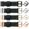 moVear Prestige C1 Lederarmband für Garmin QuickFit 22mm (Fenix / Forerunner / Epix / Instinct / Enduro / Quatix / MARQ - 47/45mm) Schwarz, Schwarz Nähte [Größen XS-XXL und Schnalle zur Auswahl]