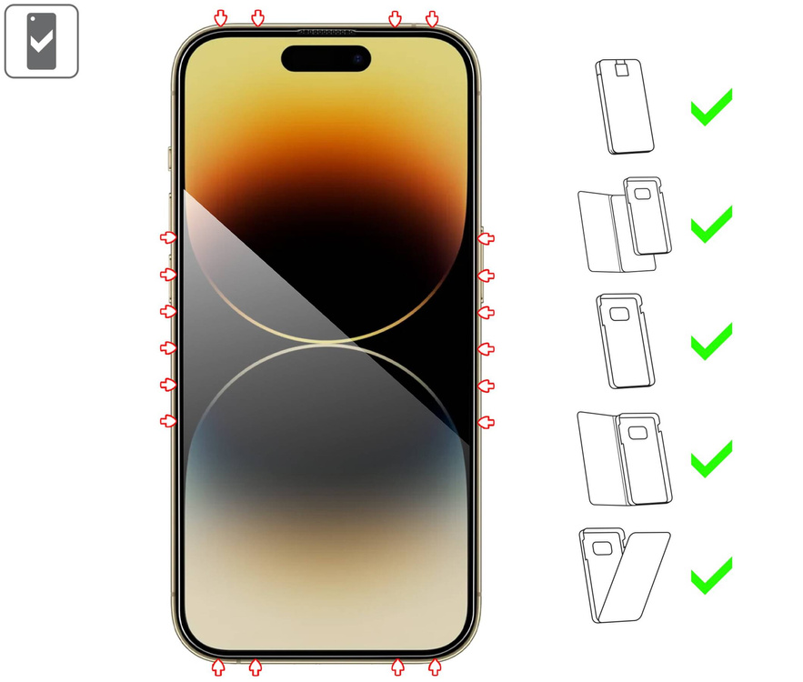 2 pcs. | moVear mBOX GLASS mSHIELD 2.5D MAX privacy for Apple iPhone 14 Pro (6.1") (Anti spy, with Applicator)