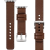 moVear Prestige C1 20mm Dunkelbraun Lederarmband für Apple Watch 10 / 9 / 8 / 7 / 6 / 5 / 4 / SE (42/41/40mm) | Dunkelbraun Nähte [Größen XS-XXL und Schnalle zur Auswahl]