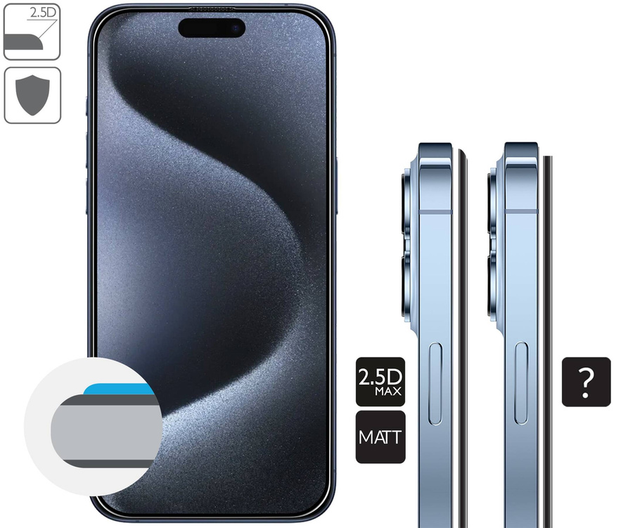 2 Stk. | moVear mBOX GLASS mSHIELD 2.5D MAX MATT für Apple iPhone 15 Pro Max (6.7") (Handyhülle freundlich, Antireflex, mit Applikator)