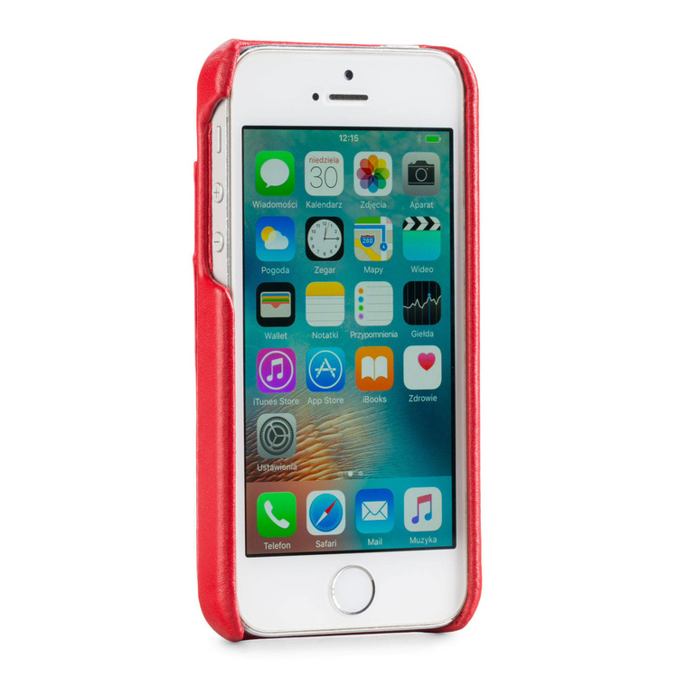 moVear backCover S+ Lederrückseite Cover für Apple iPhone SE / 5s / 5 | Glatte Leder-Hülle, Rot