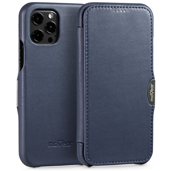 moVear flipSide C Leather case for Apple iPhone 12 Pro / 12 (6.1") | Nappa leather (Navy blue)