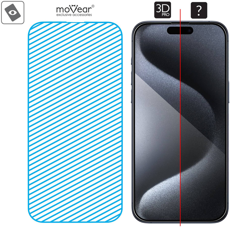 moVear mBOX GLASS mSHIELD 3D PRO für Apple iPhone 15 Pro Max (6.7") (einfache Installation)