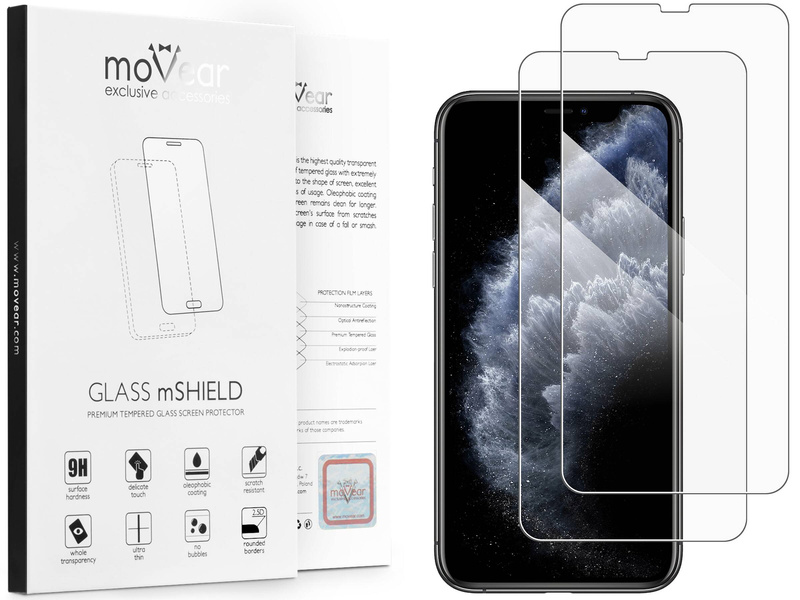 2 Stk. | moVear GLASS mSHIELD 2.5D für Apple iPhone 11 Pro / Xs / X (5.8") (Handyhülle freundlich)