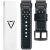 moVear Prestige R3X Lederarmband für Garmin QuickFit 22mm (Fenix / Forerunner / Epix / Instinct / Enduro / Quatix / MARQ - 47/45mm) Schwarz, Schwarz Nähte [Größen XS-XXL und Schnalle zur Auswahl]