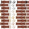 moVear Prestige S1 22mm Lederarmband für Apple Watch 10 / 9 / 8 / 7 / 6 / 5 / 4 / SE (46/45/44mm) & Ultra (49mm) Braun [Adapter und Schnalle zur Auswahl]