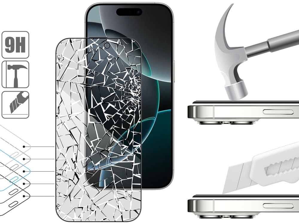 moVear mBOX GLASS mSHIELD 2.5D MAX privacy for Apple iPhone 17 Pro Max / 16 Pro Max (6.9") (Anti spy, with Applicator)