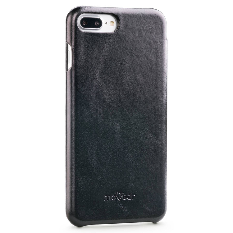 moVear flipSide S Leather slim case for Apple iPhone 8 Plus / 7 Plus (5.5") | Smooth leather (Black)