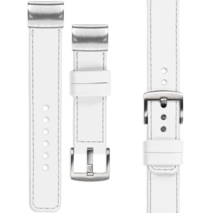 moVear Prestige C1 Leather strap for Garmin QuickFit 26mm (Fenix / Epix / Quatix / Tactix / Enduro - 51mm) White, White stitching [sizes XS-XXL and buckle to choose from]