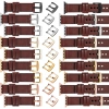 moVear Prestige C1 22mm Rotbraun Lederarmband für Apple Watch 10 / 9 / 8 / 7 / 6 / 5 / 4 / SE (42/41/40mm) | Rotbraun Nähte [Größen XS-XXL und Schnalle zur Auswahl]