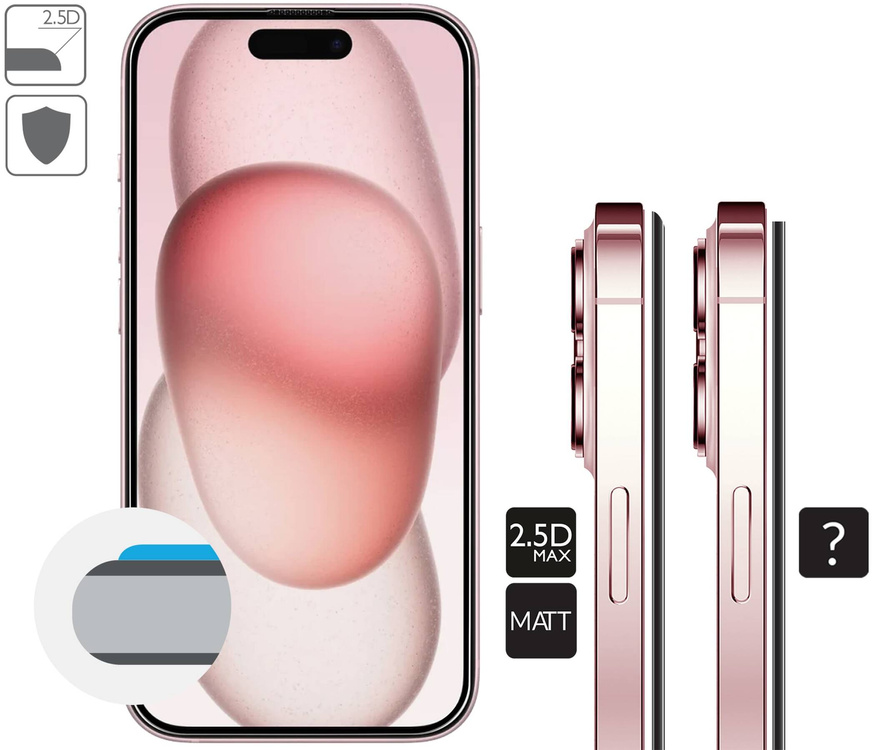 moVear mBOX GLASS mSHIELD 2.5D MAX MATT für Apple iPhone 16 / 15 (6,1") (Handyhülle freundlich, Antireflex, mit Applikator)