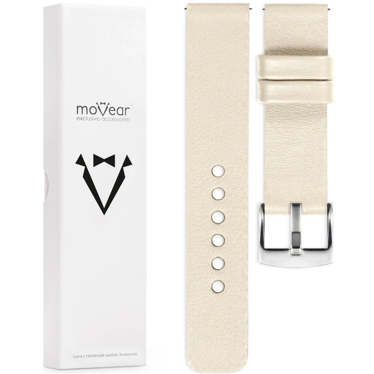 moVear Prestige S1 20mm Uhrenarmband aus Leder | Nude [Größen XS-XXL und Schnalle zur Auswahl]