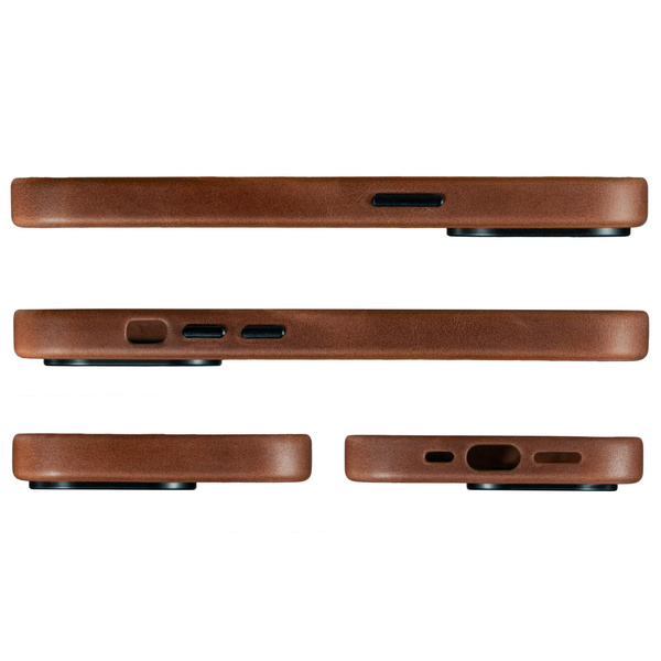 moVear [PRODUCT_MODEL] Lederrückseite für Apple iPhone 16 Pro (6.3") | MagSafe kompatibel, Naturgeöltes Leder (Dunkelbraun)