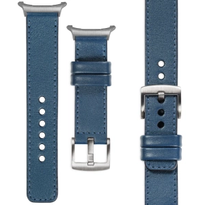 moVear Prestige C1 22mm Blaue Jeans Lederarmband für Samsung Galaxy Watch Ultra | Blaue Jeans Nähte [Größen XS-XXL und Schnalle zur Auswahl]