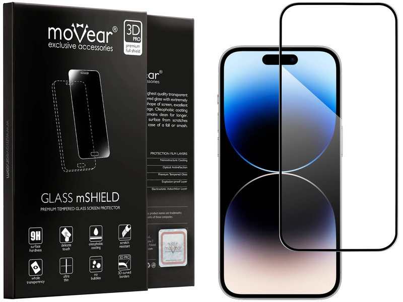 moVear GLASS mSHIELD 3D PRO-E for Apple iPhone 14 Pro Max (6.7") (case friendly)