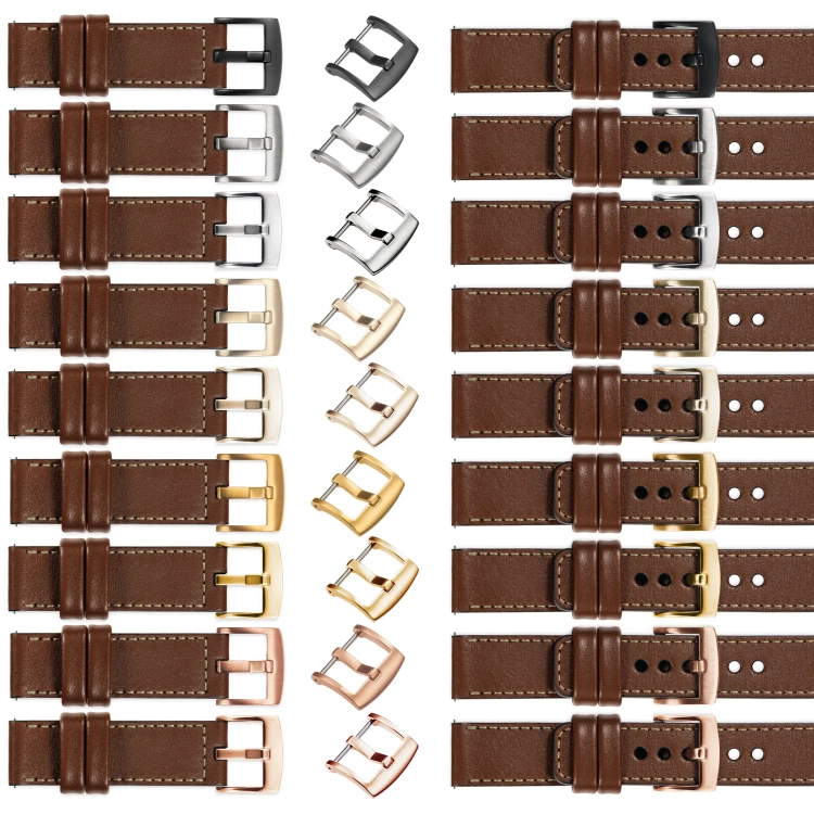 moVear Prestige C1 18mm leather watch strap | Dark brown, Dark brown stitching [sizes XS-XXL and buckle to choose from]