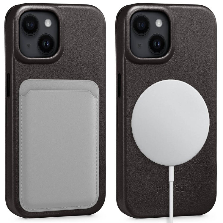 moVear flipSide 4S Leather slim case for Apple iPhone 14 (6,1") | Smooth leather (Black)