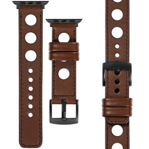 moVear Prestige R1 24mm Dark brown Leather strap for Apple Watch 10 / 9 / 8 / 7 / 6 / 5 / 4 / SE (46/45/44mm) & Ultra (49mm) | Dark brown stitching [sizes XS-XXL and buckle to choose from]