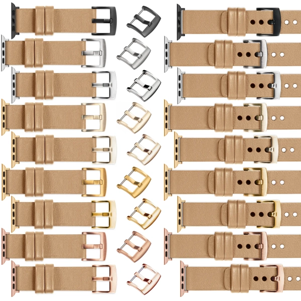 moVear Prestige S1 20mm Leather strap for Apple Watch 10 / 9 / 8 / 7 / 6 / 5 / 4 / SE (46/45/44mm) & Ultra (49mm) Cappuccino [adapter and buckle to choose from]