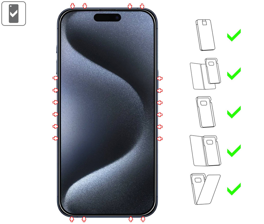 moVear mBOX GLASS mSHIELD 2.5D MAX MATT for Apple iPhone 15 Pro Max (6.7") (case friendly, Anti-reflective, with Applicator)