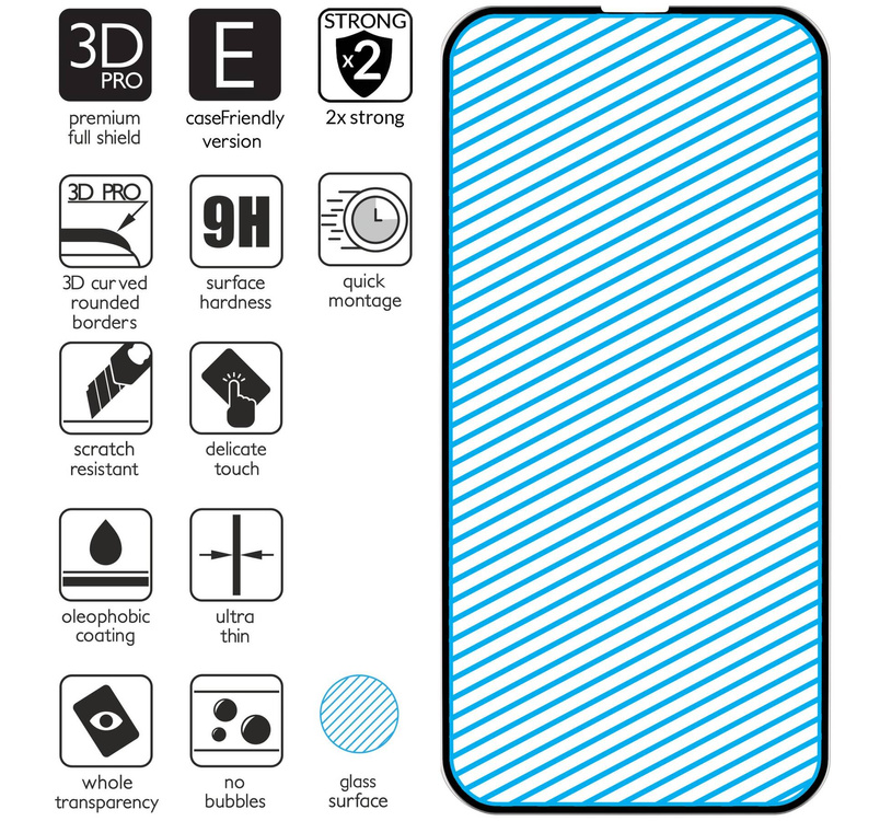 moVear GLASS mSHIELD 3D PRO-E für Apple iPhone 13 Mini (5.4") (Handyhülle freundlich)