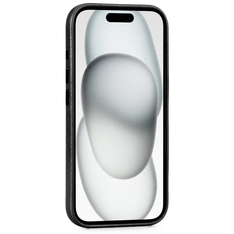 moVear [PRODUCT_MODEL] Lederrückseite für Apple iPhone 15 (6,1") | MagSafe kompatibel, Naturgeöltes Leder (Schwarz)