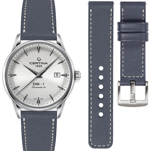 moVear Prestige C1 20mm Steel gray Leather strap for Certina DS-1 C029.807.11.031.00 | Steel gray stitching [sizes XS-XXL]