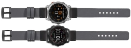 moVear Prestige S1 Lederarmband für Garmin QuickFit 26mm (Fenix / Epix / Quatix / Tactix / Enduro - 51mm) Grau [Schließe nach Wahl]