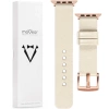 moVear Prestige S1 20mm Lederarmband für Apple Watch 10 / 9 / 8 / 7 / 6 / 5 / 4 / SE (42/41/40mm) Nude [Adapter und Schnalle zur Auswahl]