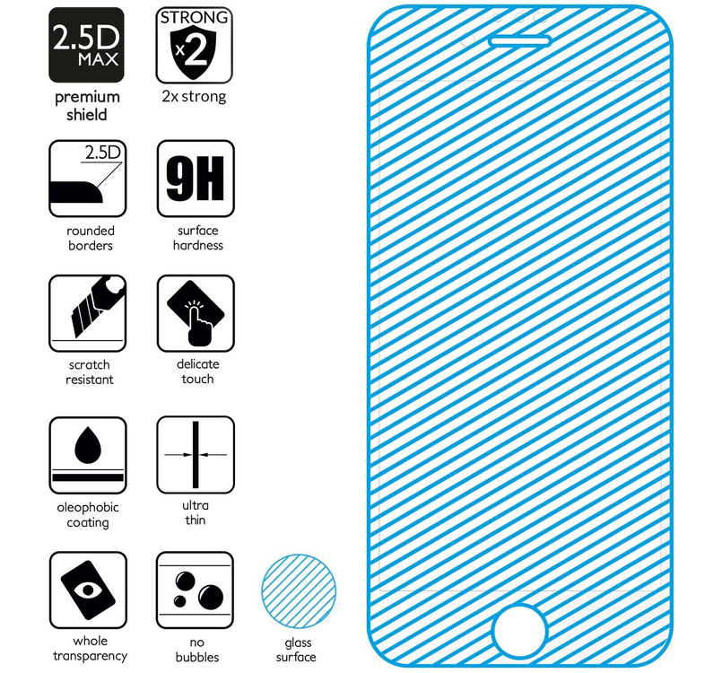 2 pcs. | moVear GLASS mSHIELD 2.5D MAX for Apple iPhone 8 / 7 (4.7") (case friendly)