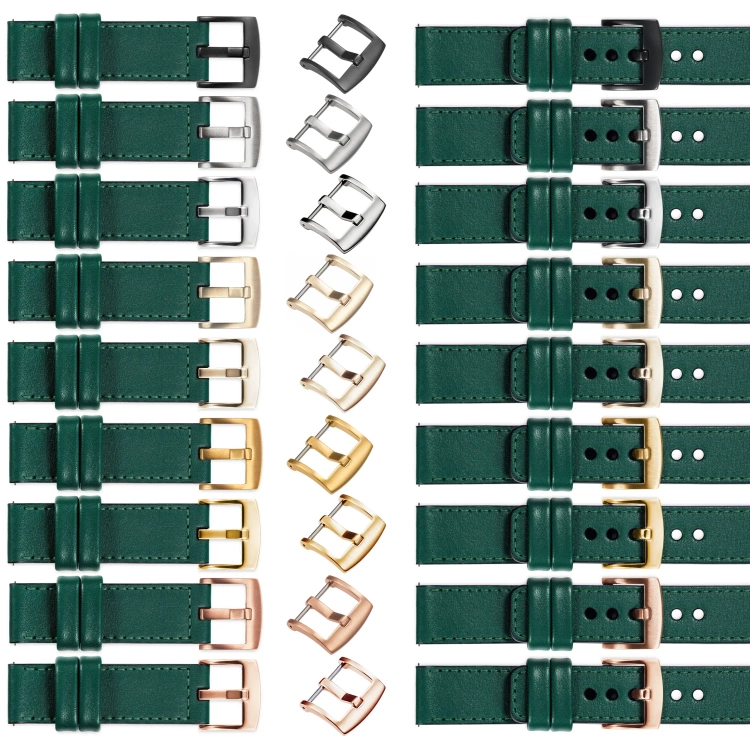 moVear Prestige C1 26mm Uhrenarmband aus Leder | Flaschengrün, Flaschengrün Nähte [Größen XS-XXL und Schnalle zur Auswahl]