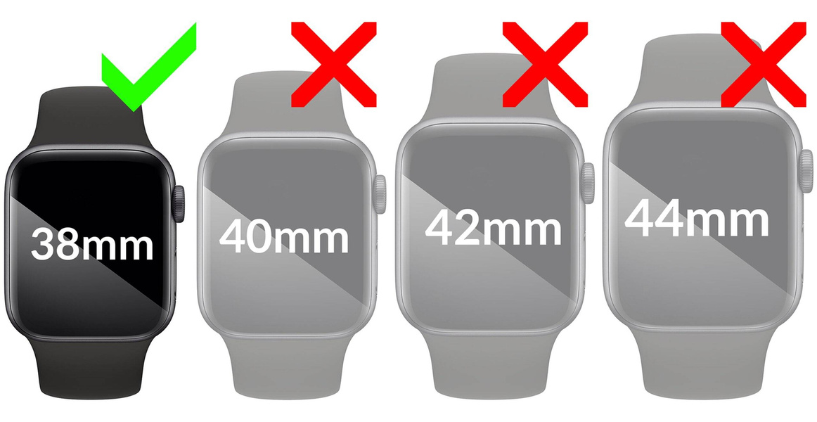 2 pcs. | moVear flexible mSHIELD 3D PRO for Apple Watch 3/2/1 (38mm) (1.5"). Armored hybrid glass.