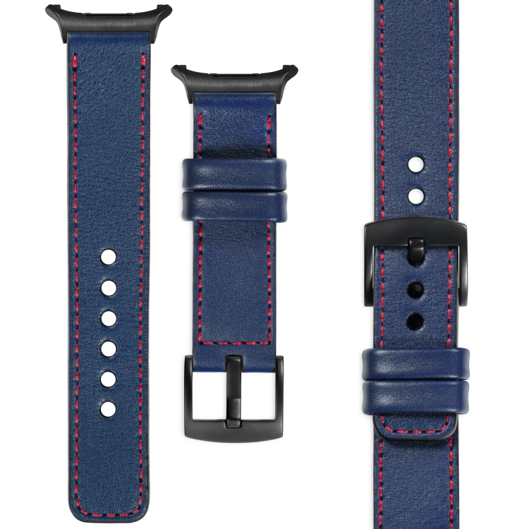 moVear Prestige C1 24mm Navy blue Leather strap for Samsung Galaxy Watch Ultra | Navy blue stitching [sizes XS-XXL and buckle to choose from]