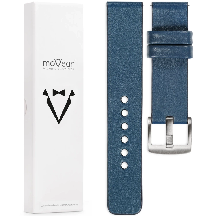 moVear Prestige S1 22mm Leather strap for Xiaomi Watch S1 / Mi Watch / Amzfit Blue Jeans [sizes XS-XXL and buckle to choose from]