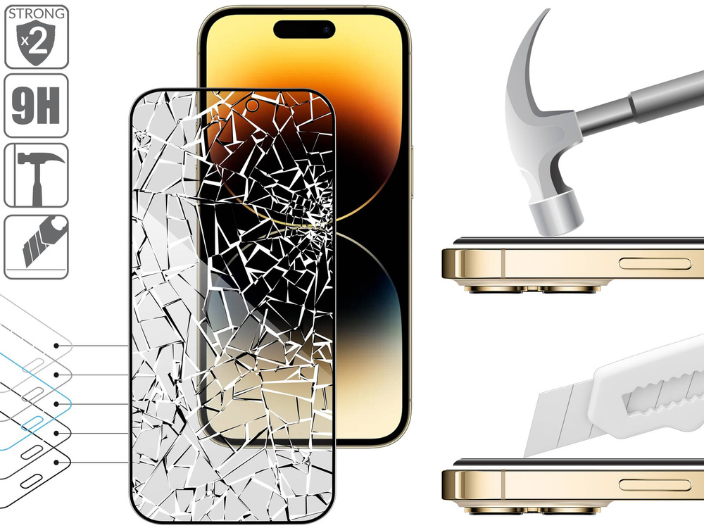 2 Stk. | moVear GLASS mSHIELD 2.5D MAX privacy für Apple iPhone 14 Pro (6.1") | (Privatisierung, Handyhülle freundlich)