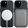 moVear [PRODUCT_MODEL] Lederrückseite für Apple iPhone 15 (6,1") | MagSafe kompatibel, Naturgeöltes Leder (Schwarz)