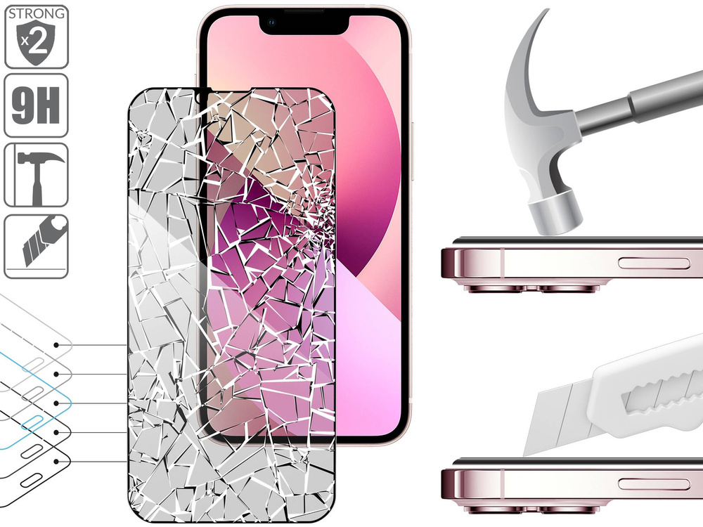 2 Stk. | moVear GLASS mSHIELD 2.5D MAX privacy für Apple iPhone 13 Mini (5.4") | (Privatisierung, Handyhülle freundlich)