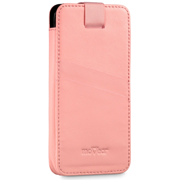moVear pocketCase C+ Einschubtasche aus Leder für Apple iPhone 17/16/15/14, 13/12/11 Pro, Xs/X | Nappaleder (Rosa)