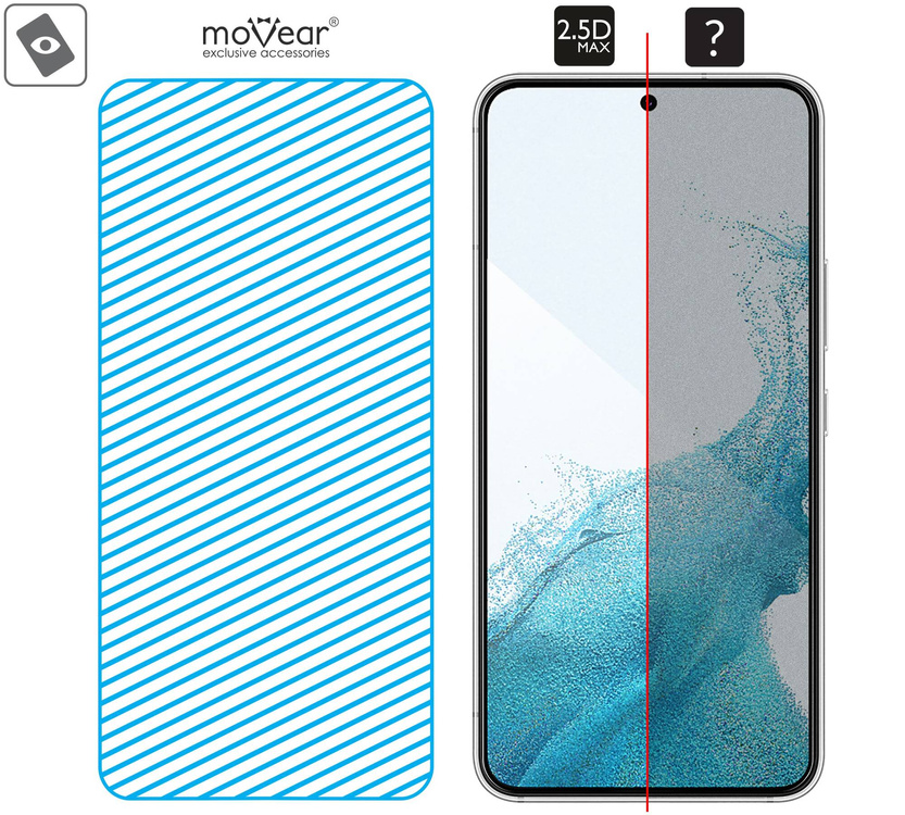 2 pcs. | moVear GLASS mSHIELD 2.5D MAX for Samsung Galaxy S22 (6.1") (case friendly)