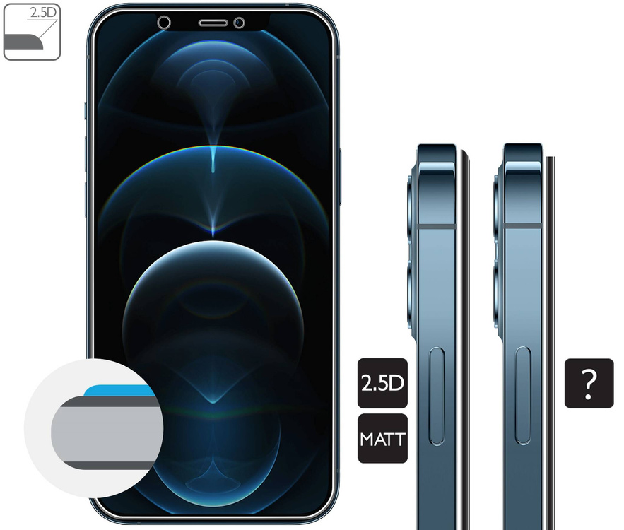 2 pcs. | moVear GLASS mSHIELD 2.5D MATT for Apple iPhone 12 Pro Max (6.7") | (Anti-reflective, case friendly)