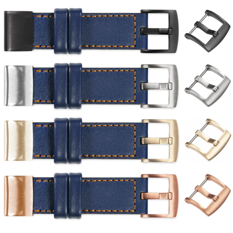 moVear Prestige C1 Leather strap for Garmin QuickFit 26mm (Fenix / Epix / Quatix / Tactix / Enduro - 51mm) Navy blue, Navy blue stitching [sizes XS-XXL and buckle to choose from]