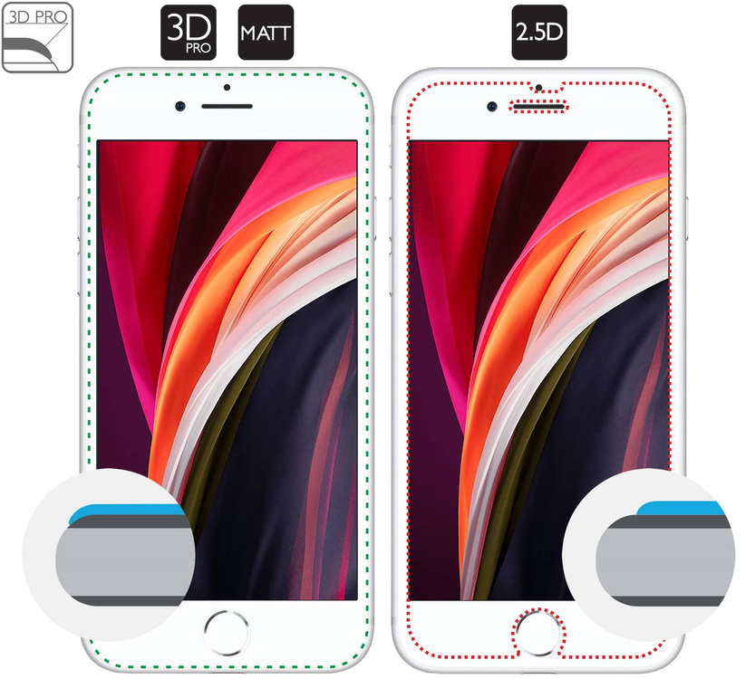 2 Stk. | moVear GLASS mSHIELD 3D PRO MATT für Apple iPhone 6 / 6s (4.7") | (Antireflex)