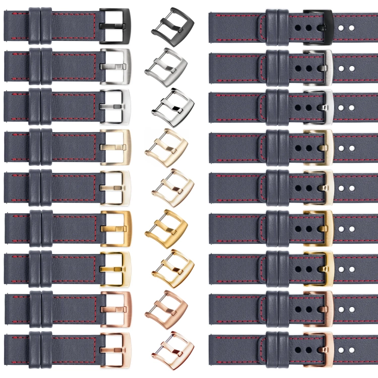 moVear Prestige C1 22mm Uhrenarmband aus Leder | Stahlgrau, Stahlgrau Nähte [Größen XS-XXL und Schnalle zur Auswahl]