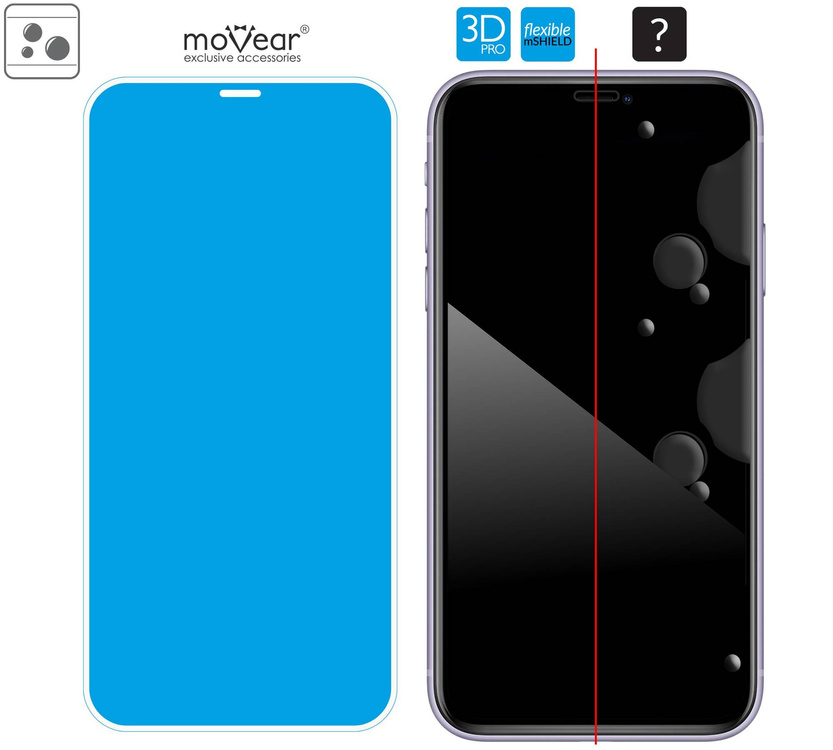 2 pcs. | moVear flexible mSHIELD 3D PRO for Apple iPhone 11 Pro Max / Xs MAX (6.5"). Armored hybrid glass.