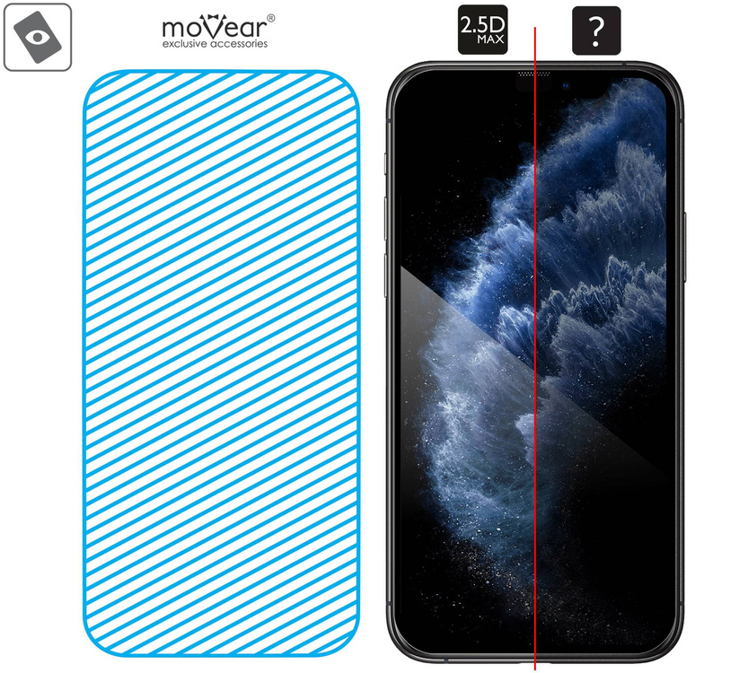 2 Stk. | moVear mBOX GLASS mSHIELD 2.5D MAX für Apple iPhone 11 Pro / Xs / X (5.8") (einfache Installation)