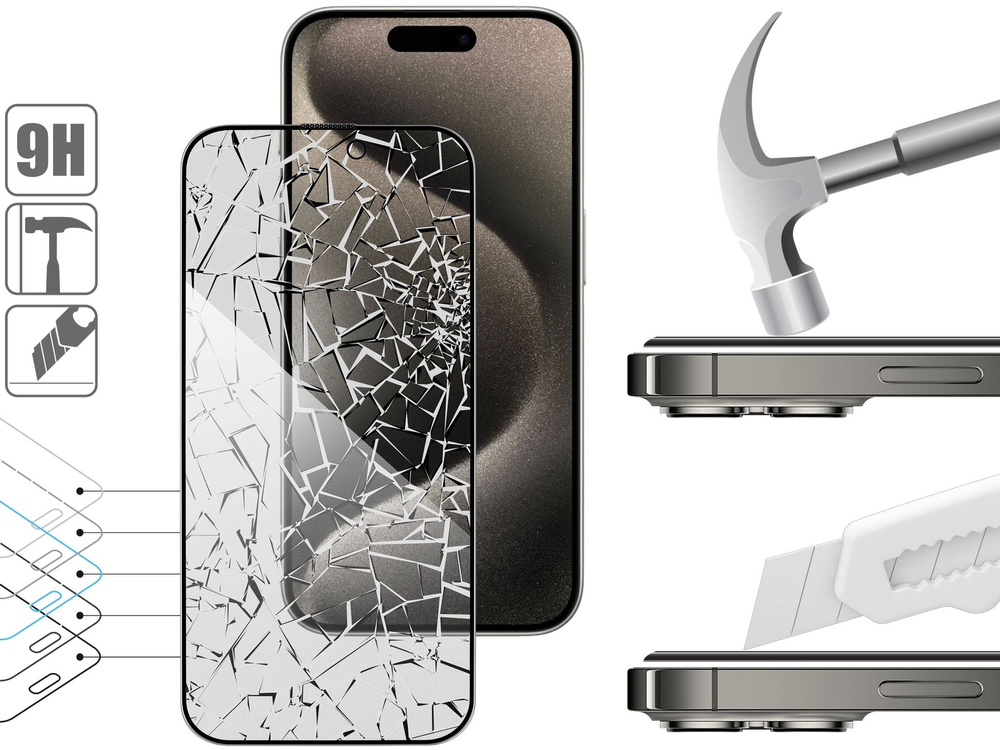 2 pcs. | moVear mBOX GLASS mSHIELD 2.5D MAX privacy for Apple iPhone 15 Pro (6.1") (Anti spy, with Applicator)